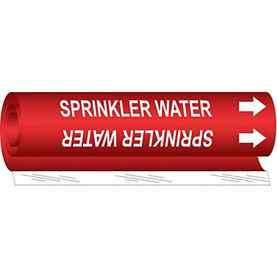 BRADY 5765O Pipe Marker Sprinkler Water 5in H 8in W