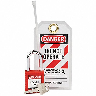BRADY 153673 Lockout Kit 1 Lockout 1 Tag Red