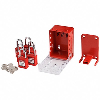 BRADY 153674 Lockout Kit 2.743 D 3.95 W Plastic Red