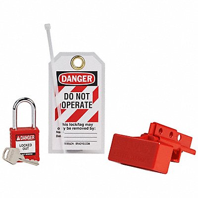 BRADY 153676 Lockout Kit 2 Lockouts 1 Tag Red