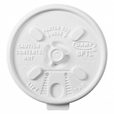 DART 8FTL Disp Hot Cup Lid 8oz-10 oz White PK1000