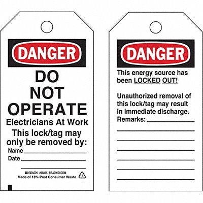 BRADY 65504 Danger Tag 5-1/2 x 3 In Hd Polyest PK25