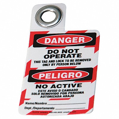BRADY 105724 Danger Bilingual Tag 3 x 2 In Met 3/8 In