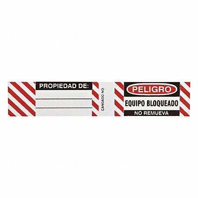 BRADY 50281 Padlock Label 3/4 inx4 1/2 in Vinyl PK6
