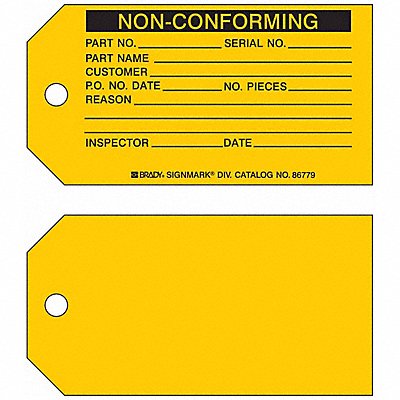 BRADY 86779 Non-Conforming Tag 3 x 5-3/4 In PK100