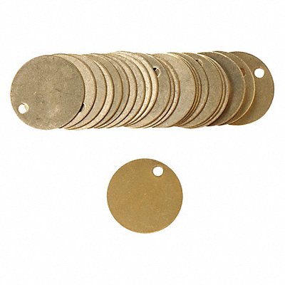 BRADY 23210 Blank Round Tag Brass 1 1/2in dia PK25