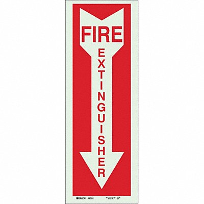 BRADY 80241 Fire Extinguisher Sign 14X5 R/GRN