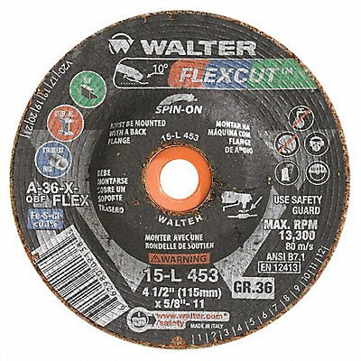 WALTER SURFACE TECHNOLOGIES 15L453 Depressed Grinding Wheel 5/8 -11CN ThreadHle