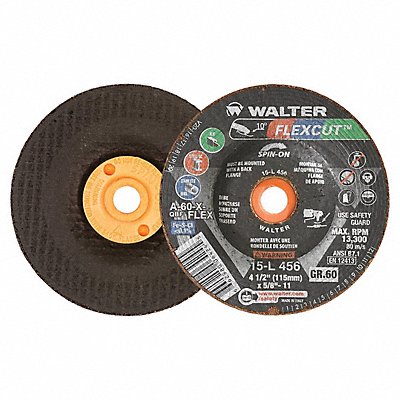 WALTER SURFACE TECHNOLOGIES 15L456 Depressed Grinding Wheel 5/8 -11CN ThreadHle