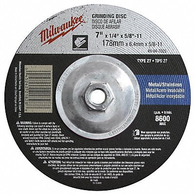 MILWAUKEE 49947020 Grinding Disc 7 X1/4 X7/8