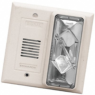 EDWARDS SIGNALING 7007BN5 Buzzer/Strobe Clear 4-1/2 H 120VAC