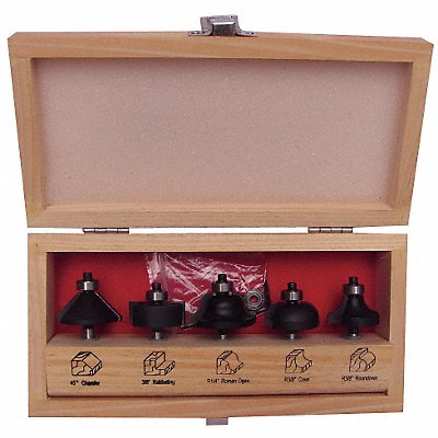 GRAINGER 16Y554 Router Bit Set 6 Pc Carbide Tipped