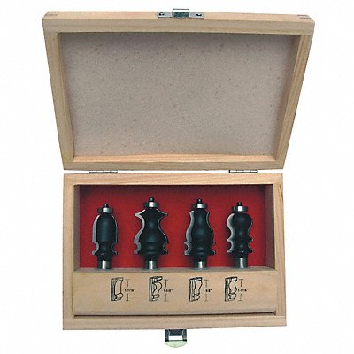GRAINGER 16Y603 Router Bit Set 4 Pc Carbide Tipped