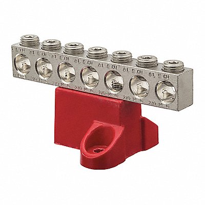 NSI INDUSTRIES GBA207 Ground Bar Aluminum 7 Circuit 2/0-14 AWG