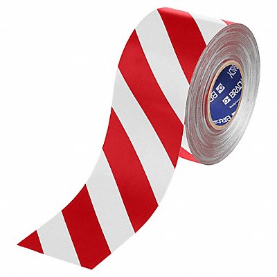 BRADY 177046 Floor Marking Tape Red/White 4 W 100ft