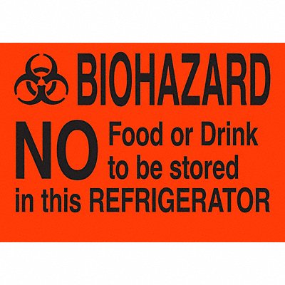 BRADY 20329LSA Lbls BIOHAZARD NOT FOOD DRINK 3.5x5 20PK