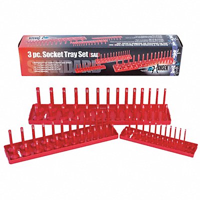 HANSEN 9301 Socket Tray Set Standard Red SAE 3 pcs.