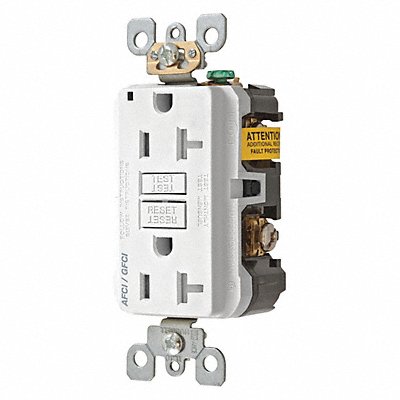 HUBBELL WIRING DEVICE-KELLEMS AFGF20TRW AF/GF Rec White 20A Comb