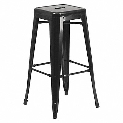 FLASH FURNITURE CH3132030BKGG Black Backless Metal Stool 30