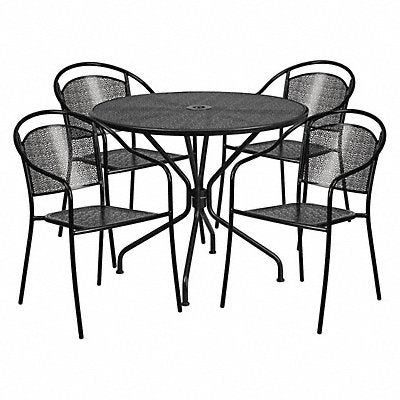 FLASH FURNITURE CO35RD03CHR4BKGG Black Patio Table Set 35.25RD