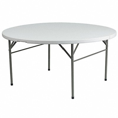 FLASH FURNITURE DAD154ZGG Wh 60Rnd Plastic Bi-Fold Table