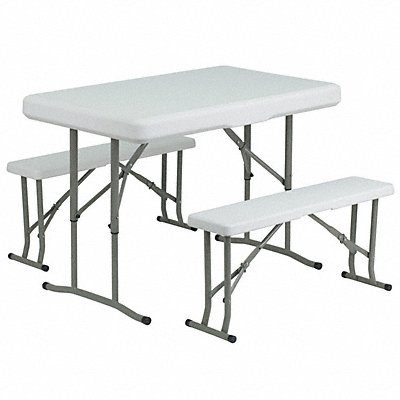 FLASH FURNITURE DADYCZ103GG White Plastic Fold Table/Bench