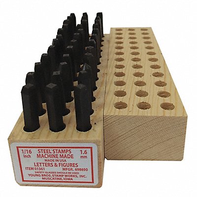 YOUNG BROS. STAMP WORKS 1361 Machine Made Combo Set 1/16in H Gothic
