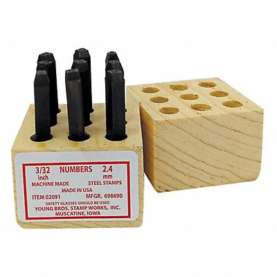 YOUNG BROS. STAMP WORKS 2091 Machine Made Number Set 3/32in H Gothic