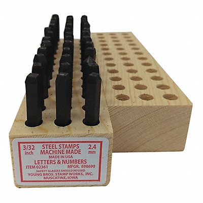 YOUNG BROS. STAMP WORKS 2361 Machine Made Combo Set 3/32in H Gothic