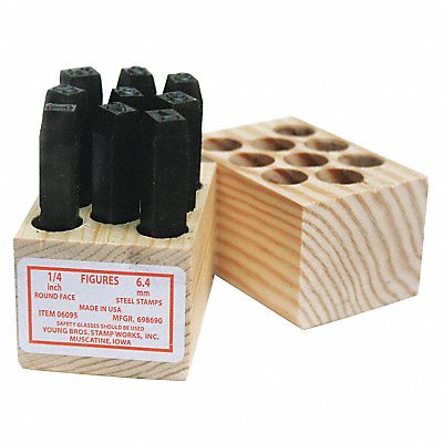 YOUNG BROS. STAMP WORKS 5095 Round Face Full Number Set 3/16inH Steel