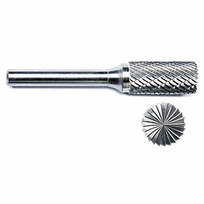 GRAINGER 19D816 Cylinder Burr SB Flat End 3/32 Carbide