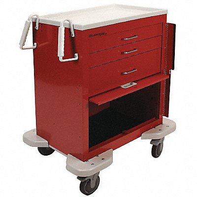 LAKESIDE C324P2B1R Emergency Cart 25x32x39 Red 3 Drawer