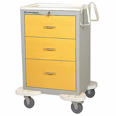 LAKESIDE C330K1Y Isolation Cart 25x32x46 Yellow 3 Drawer