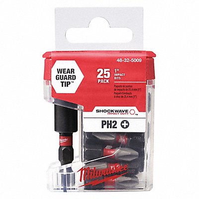 MILWAUKEE 48325009 Insert Bit 1/4 Phillips #2 1 PK25