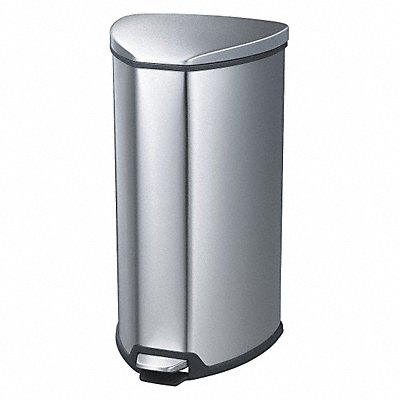 SAFCO 9687SS Wastebasket Half Round 10 gal Silver