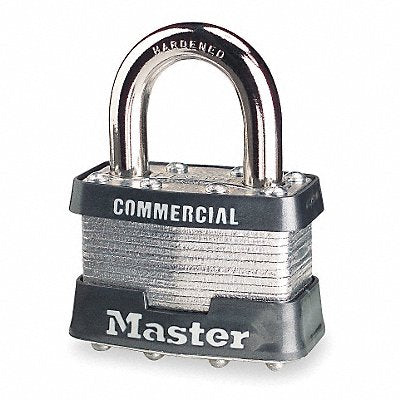 MASTER LOCK 1KA Keyed Padlock 3/4 in Rectangle Silver