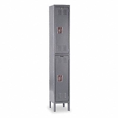 HALLOWELL U15582HG G3765 Wardrobe Locker Louvered 1 Wide 2 Tier Grey