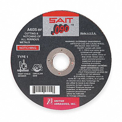UNITED ABRASIVES-SAIT 23807 Abrasive Cut Off Wheel 5/8 Connect. A60S