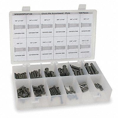 ITW BEE LEITZKE WWGDISPCLP120PL Clevis Pin Asst Std LCS 120 Pcs 12 Sizes