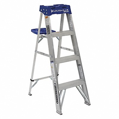 LOUISVILLE AS2104 Stepladder Aluminum 4 ft H 250 lb Cap.