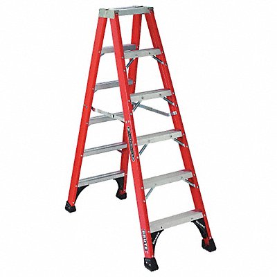 LOUISVILLE FM1406HD Twin Stepladder Fiberglass IAA 6ft FM1400HD