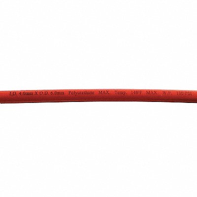 GRAINGER 1CTH2 Tubing Poly 6mm OD 180 PSI Red