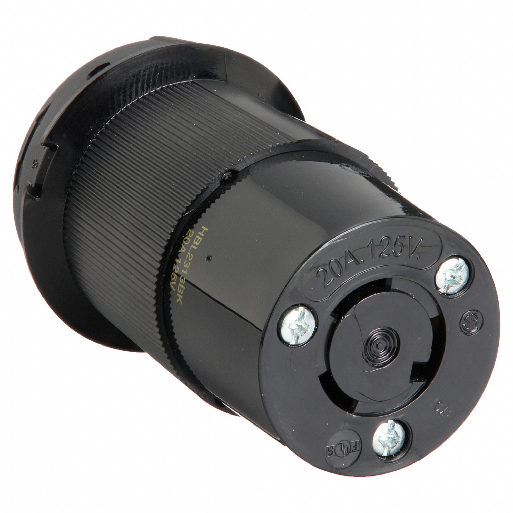 HUBBELL HBL2313BK LckCon Straight 20 A Black Nylon L5-20R