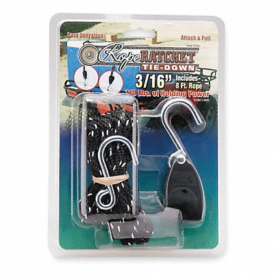 ROPE RATCHET 10050 Rope Tie Down 8 L 110 lb S-Hook