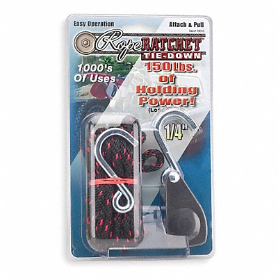 ROPE RATCHET 10010 Rope Tie Down 8 L 150 lb S-Hook