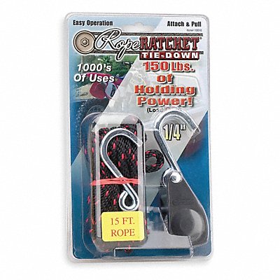 ROPE RATCHET 10015 Rope Tie Down 15 L 150 lb S-Hook