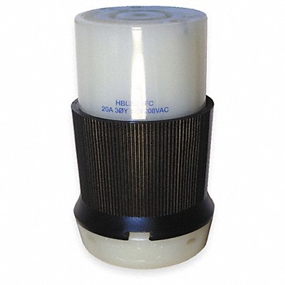 HUBBELL HBL2513FC LckCon Strt 20 A Blk White Nyl L21-20R