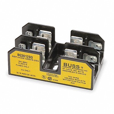 BUSSMANN BG3012SQ Fuse Block 0 to 15A G 2 Pole
