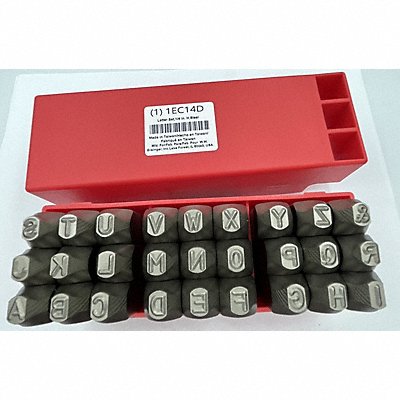 GRAINGER 1EC14 Letter Set 1/4 in H Steel