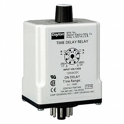 DAYTON 1EGC1 H7823 Single Function Time Delay Relay 120VAC/DC 8Pins